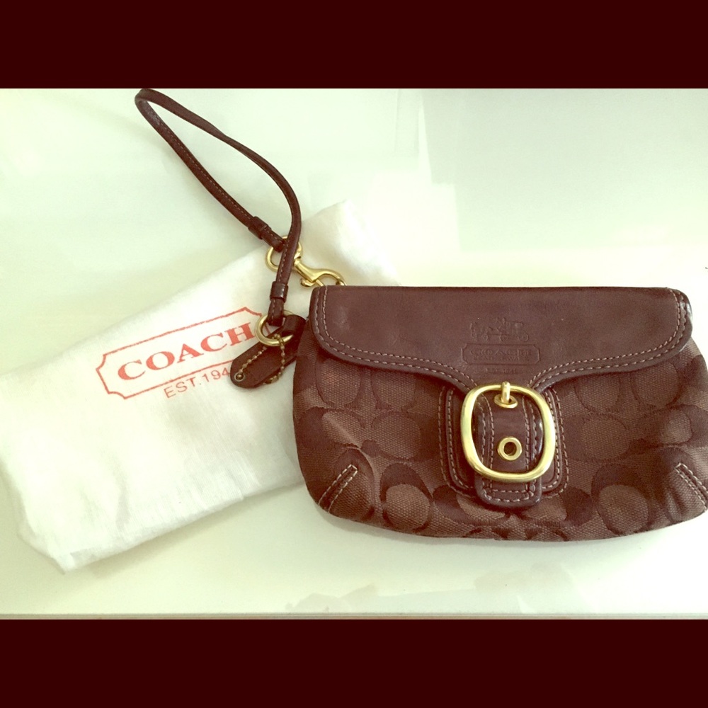 Brown Coach wristlet